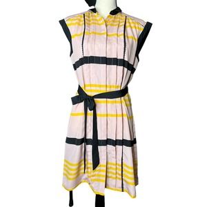 NEW Jason Wu Dress Size M in Pink with Yellow and Black Stripes Tie Belt